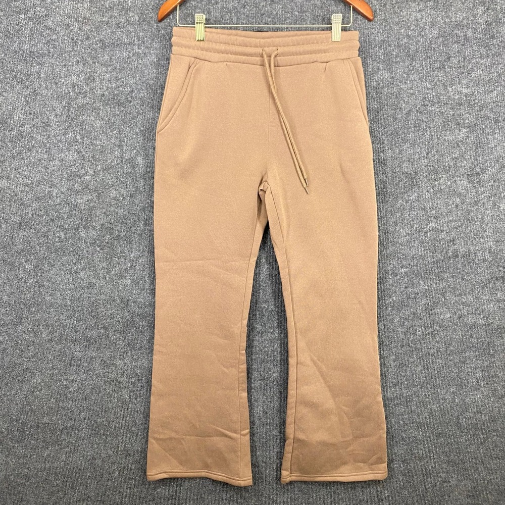 Ambiance Tan Flare Sweatpants Fleece Lined High Waist Drawstring Joggers Medium